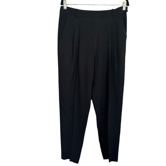 MM. Lafleur The Howland Mini Stripe Pleated Black Trouser Pants Pockets Size 6 - Picture 1 of 13